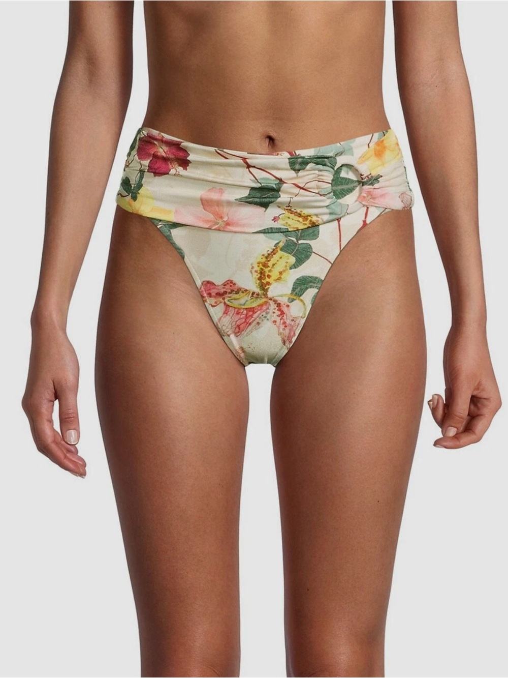 PatBO Floral Bikini Bottoms in Aqua with Yellow & Pink Flowers size XL